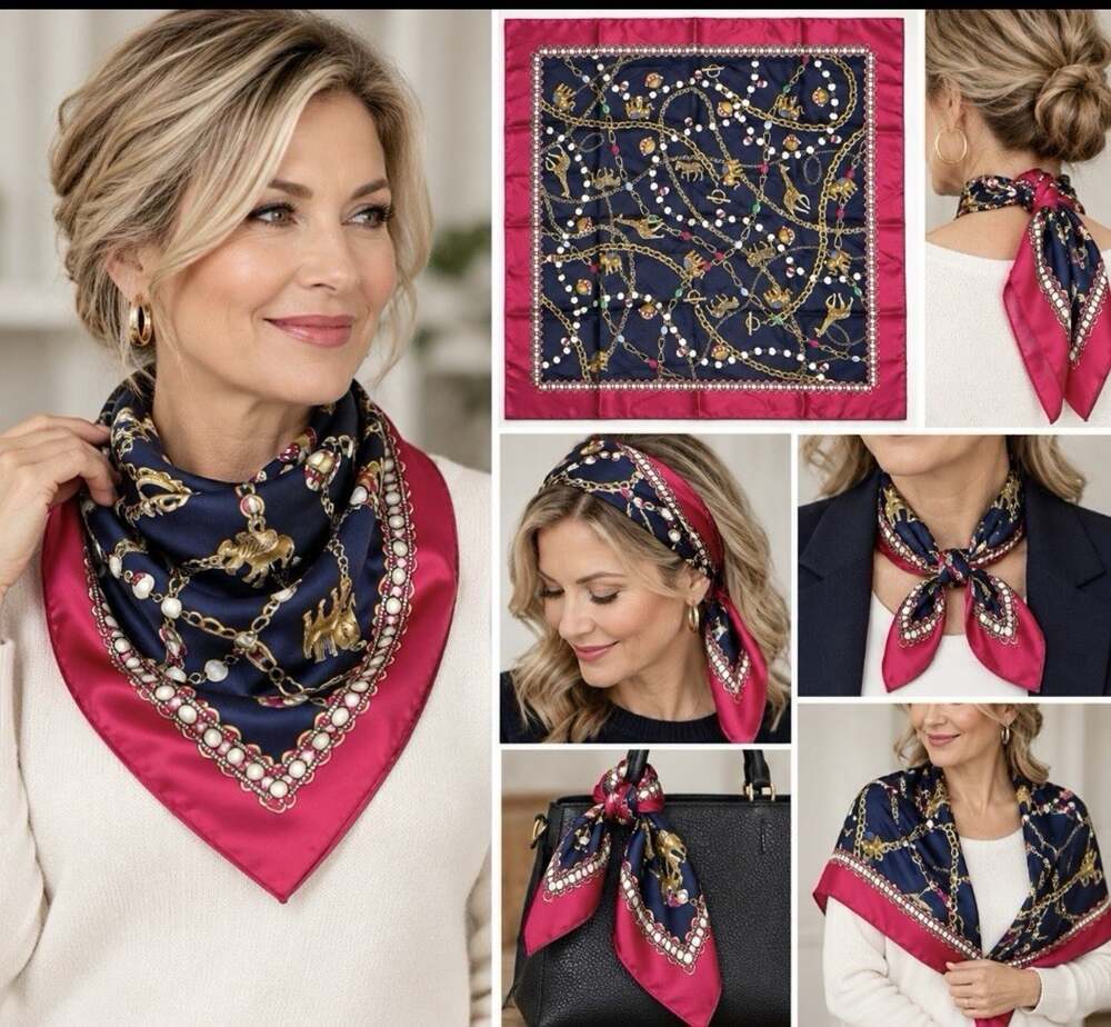 Talbots 100% Pure Silk Square Scarf 34”x34” NWOT
